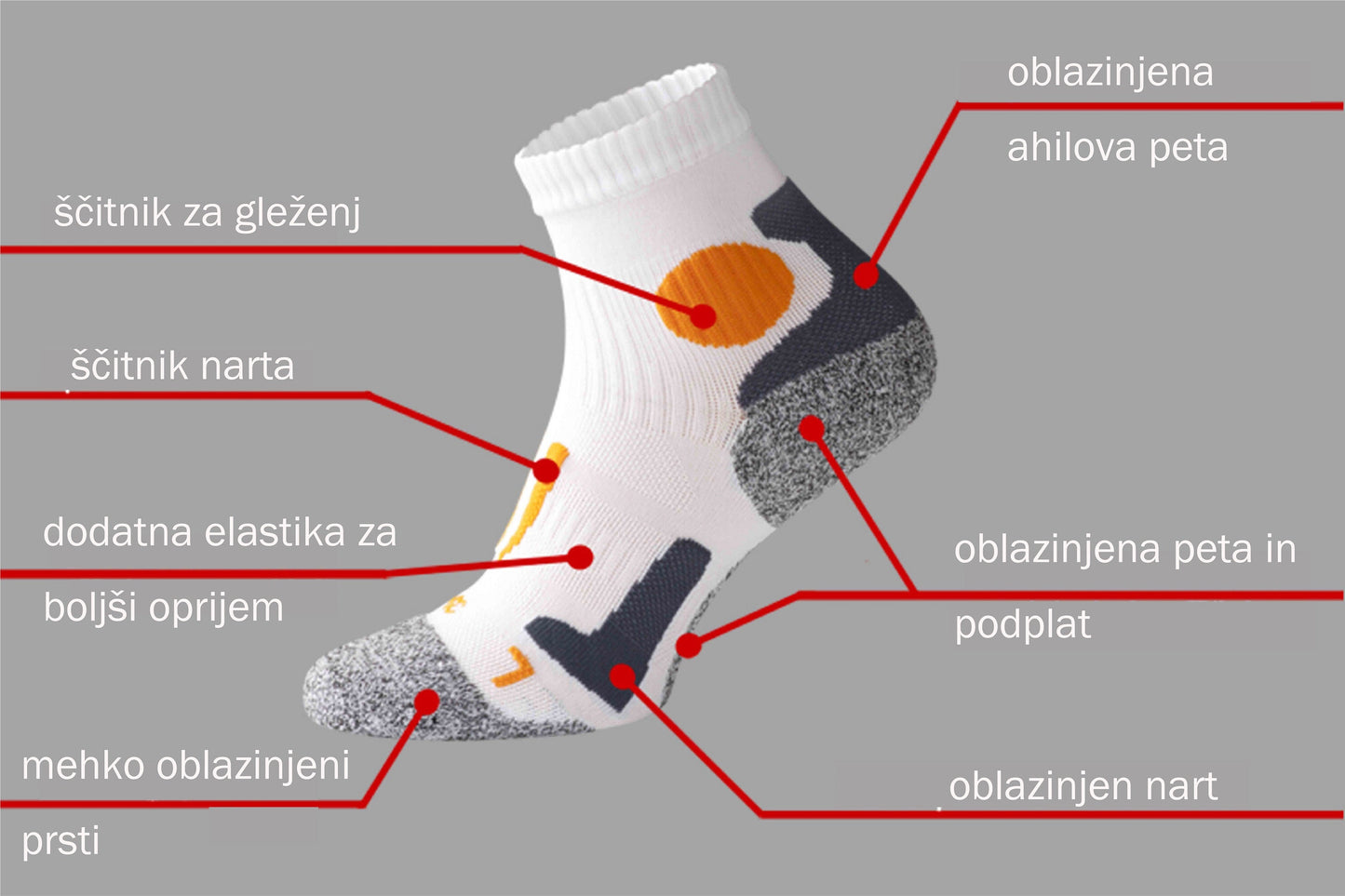 Performance sportske čarape za trčanje, bijele